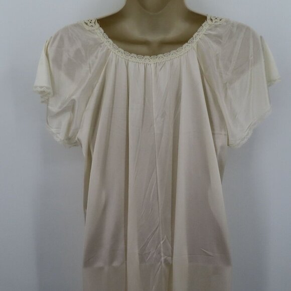 Miss Elaine Women Small Ivory Lace Trim Nightgown Dress Vintage Union Made USA - Picture 6 of 11
